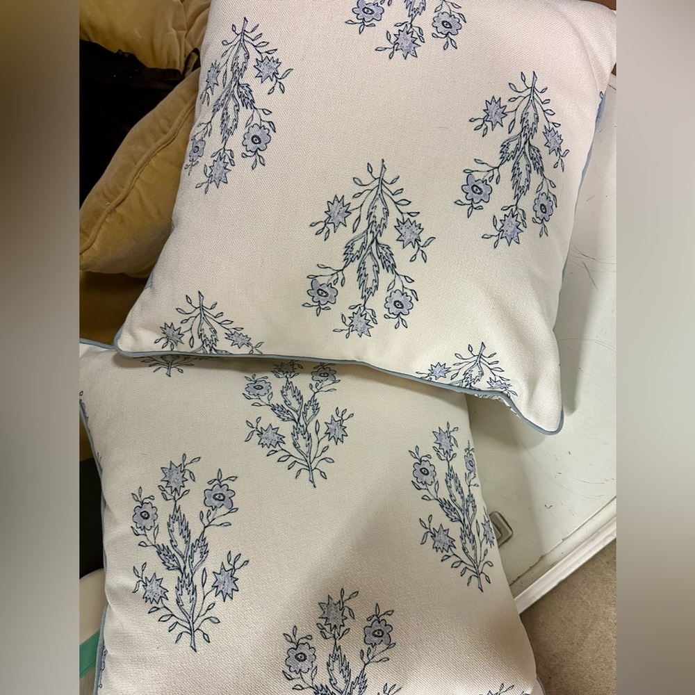 Blue Floral Throw Pillows - Picture 3 of 3